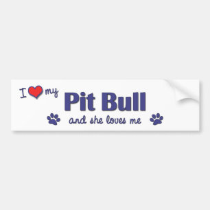 Autocollant De Voiture J'aime mon pitbull (le chien femelle)
