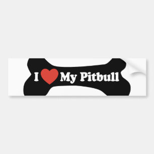 Autocollant De Voiture J'aime mon Pitbull - os de chien