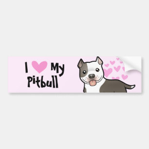Autocollant De Voiture J'aime mon Pitbull/Staffordshire Terrier américain
