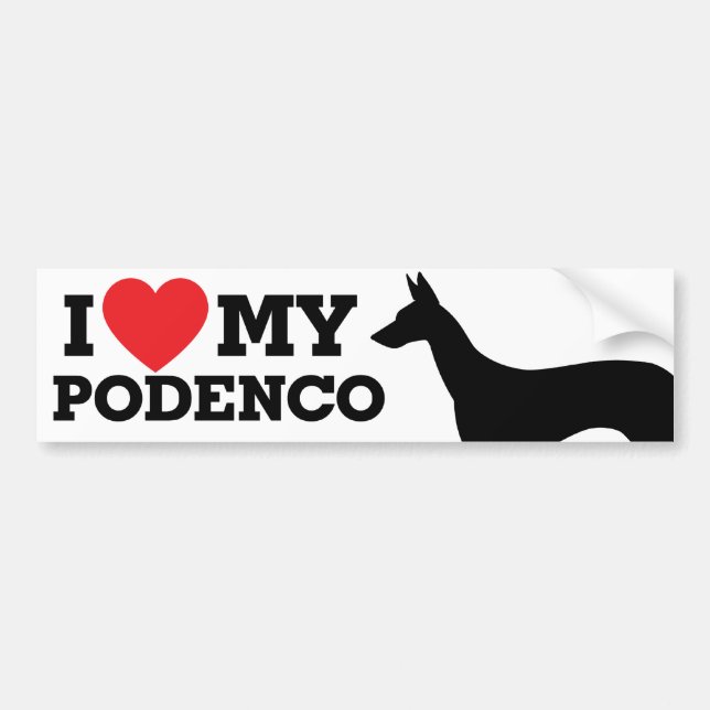 Autocollant De Voiture J'aime mon Podenco (Devant)