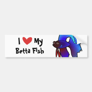 Autocollant De Voiture J'aime mon poisson Betta / Combattant siamois