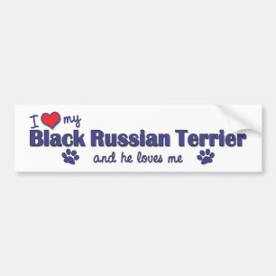 Autocollant De Voiture J'aime mon russe noir Terrier (le chien masculin)