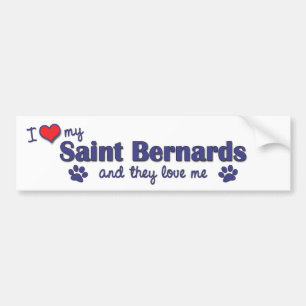 Autocollant De Voiture J'aime mon saint Bernards (les chiens multiples)