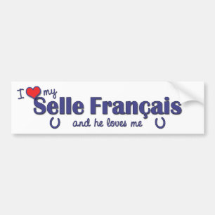 Autocollant De Voiture J'aime mon Selle Francais (le cheval masculin)