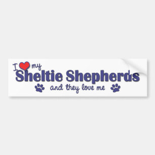 Autocollant De Voiture J'aime mon Sheltie Shepherds (les chiens