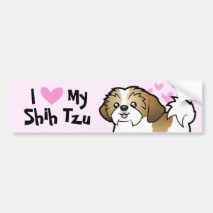 Autocollant De Voiture J'aime mon Shih Tzu (le chiot coupé)