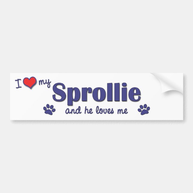 Autocollant De Voiture J'aime mon Sprollie (le chien masculin) (Devant)