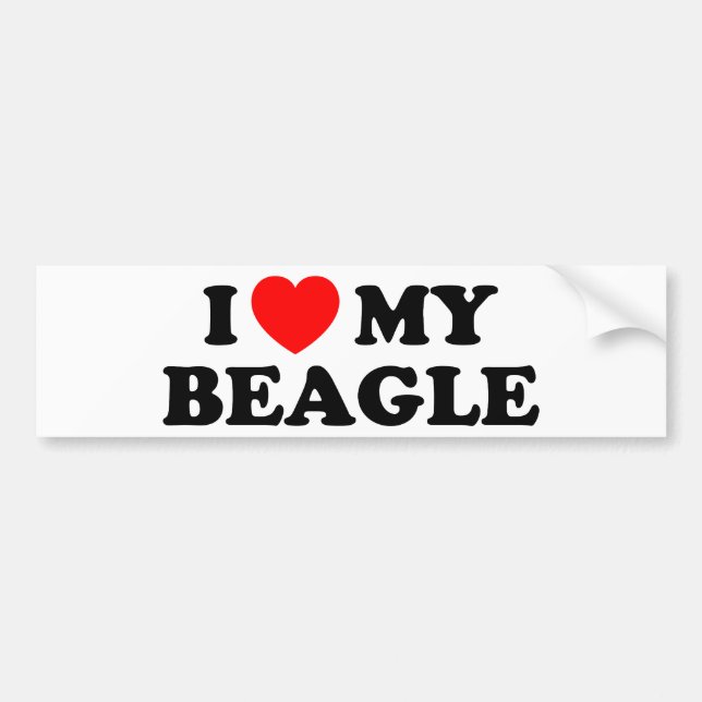 Autocollant De Voiture J'aime mon Sticker Beagle Bumper (Devant)