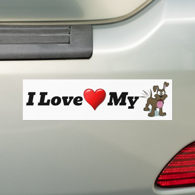 Autocollant De Voiture J'Aime Mon Sticker Bumper Chien (En voiture)
