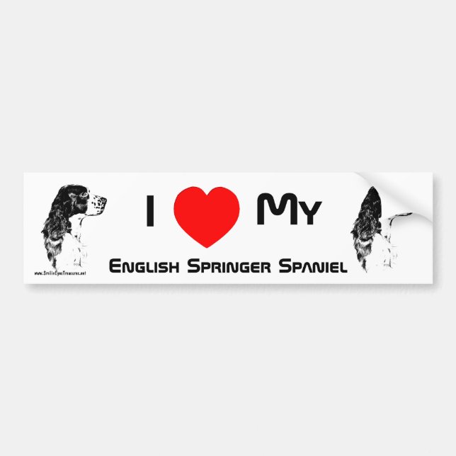 Autocollant De Voiture J'Aime Mon Sticker Spaniel Springer Anglais (Devant)