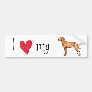 Autocollant De Voiture J'aime mon Vizsla à poils durs