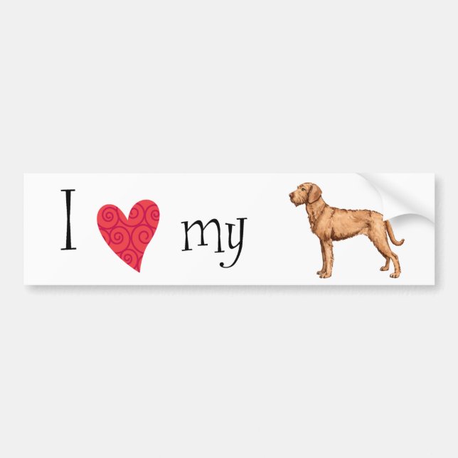 Autocollant De Voiture J'aime mon Vizsla à poils durs (Devant)