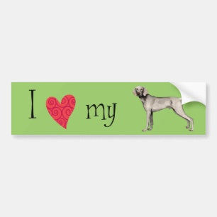Autocollant De Voiture J'aime mon Weimaraner