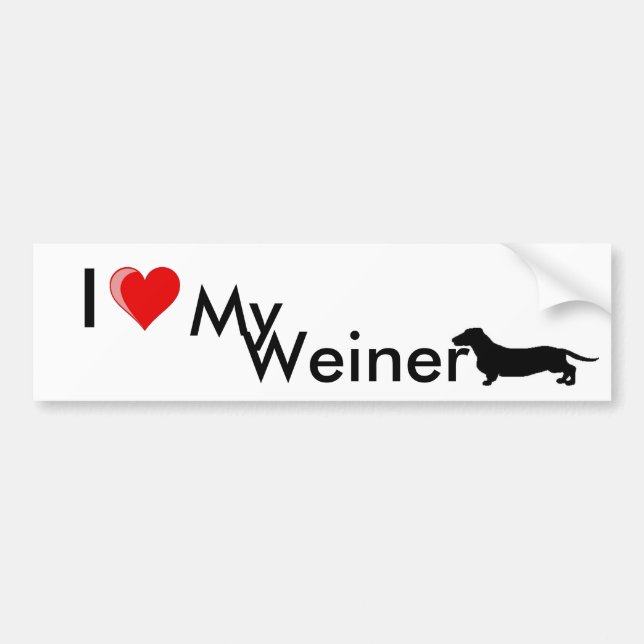 Autocollant De Voiture J'aime mon Weiner (Devant)