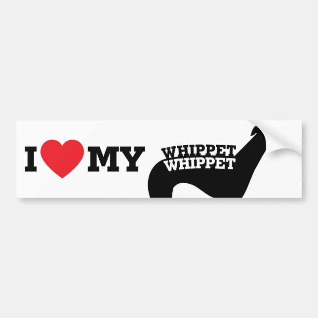 Autocollant De Voiture J'aime mon whippet (Devant)
