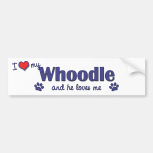 Autocollant De Voiture J'aime mon Whoodle (le chien masculin)