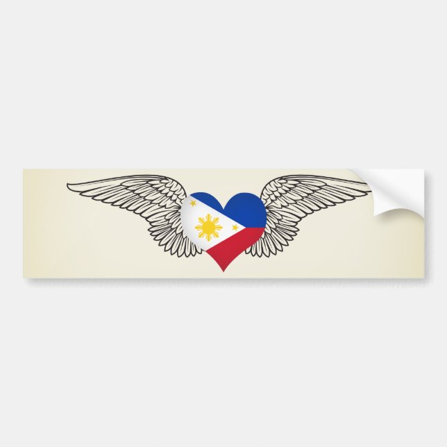 Autocollant De Voiture J'aime Philippines - ailes (Devant)