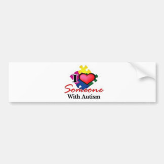 Autocollant De Voiture J'aime quelqu'un avec l'autisme Bumpersticker