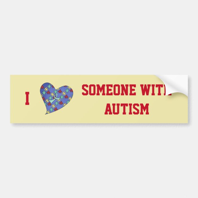 Autocollant De Voiture J'Aime Quelqu'Un Avec Un Sticker De Bumper Autisme (Devant)