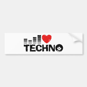 Autocollant De Voiture J'aime Techno