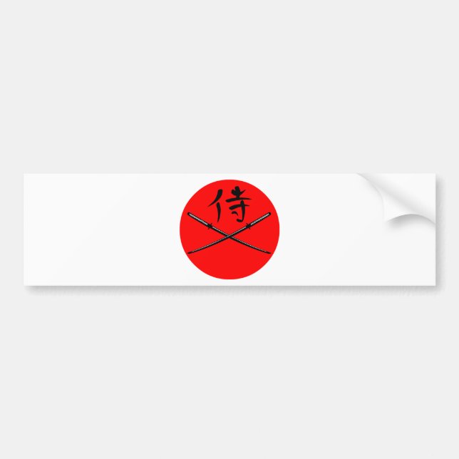 Autocollant De Voiture Japonais Katana et kanji samouraï (Devant)