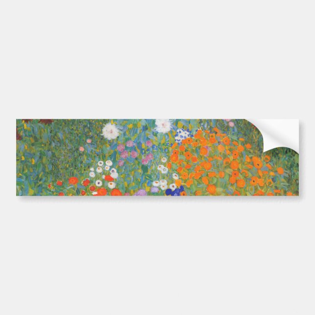 Autocollant De Voiture Jardin des fleurs (par Gustav Klimt) (Devant)