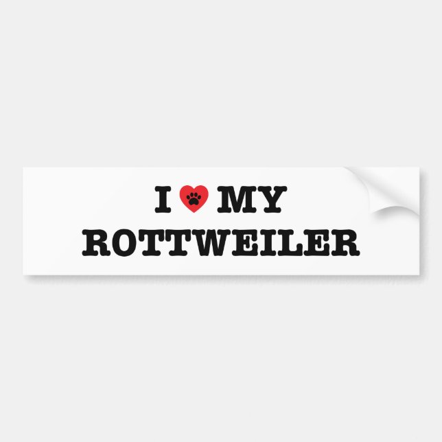 Autocollant De Voiture J'Coeur Mon Sticker De Bumper Rottweiler (Devant)