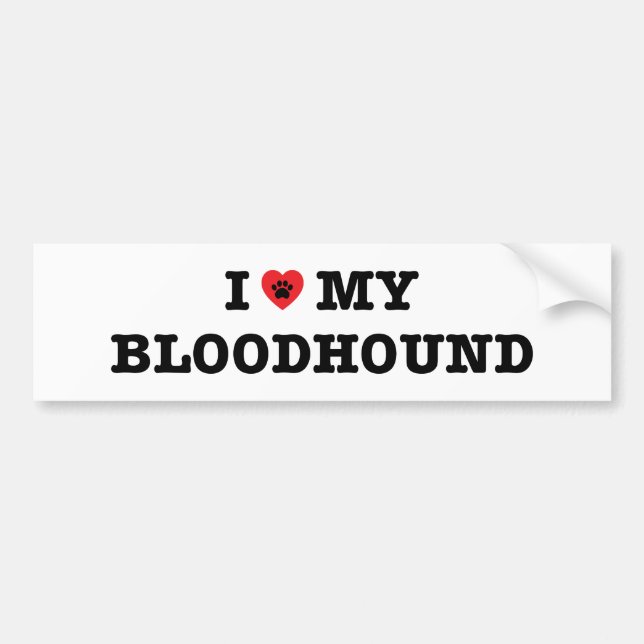 Autocollant De Voiture Je Coeur Mon Sticker Bumper Bloodhound (Devant)