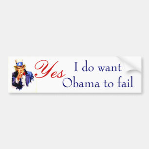 Autocollant De Voiture Je fais le wantObama pour échouer