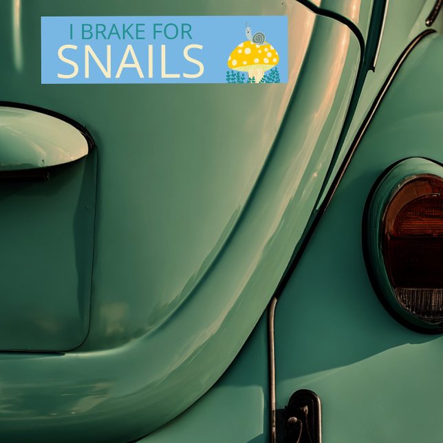 Autocollant De Voiture JE FREINE LES SNAILS MAIN Champignons (I BRAKE FOR SNAILS Cute Mushroom Bumper Sticker
)