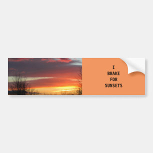 AUTOCOLLANT DE VOITURE "JE FREINE POUR DES COUCHERS DU SOLEIL "
