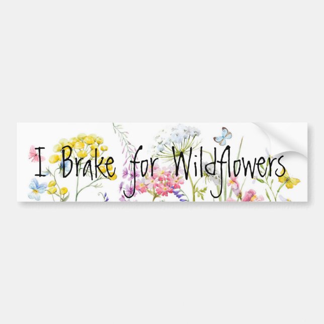 Autocollant De Voiture Je freine pour des fleurs sauvages (Devant)