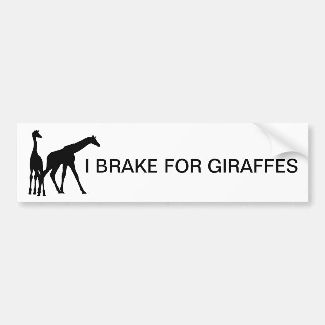 AUTOCOLLANT DE VOITURE JE FREINE POUR DES GIRAFES (Devant)