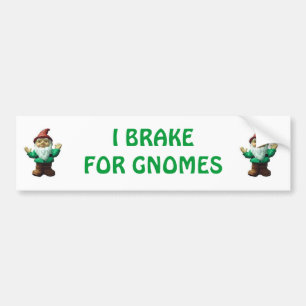 AUTOCOLLANT DE VOITURE JE FREINE POUR DES GNOMES (LE VERT)