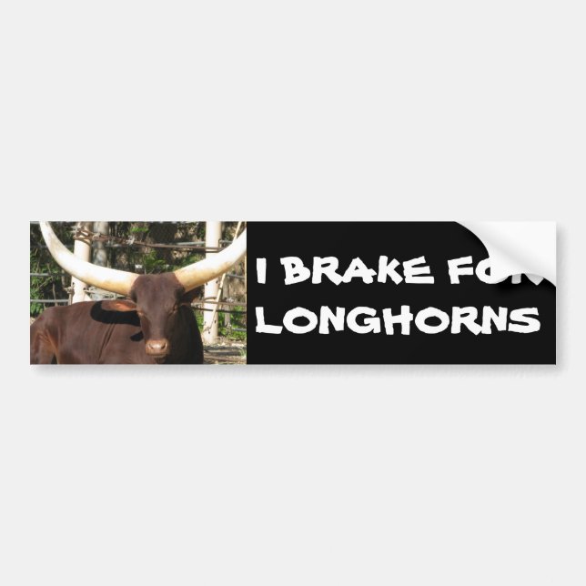 AUTOCOLLANT DE VOITURE JE FREINE POUR DES LONGHORNS (Devant)