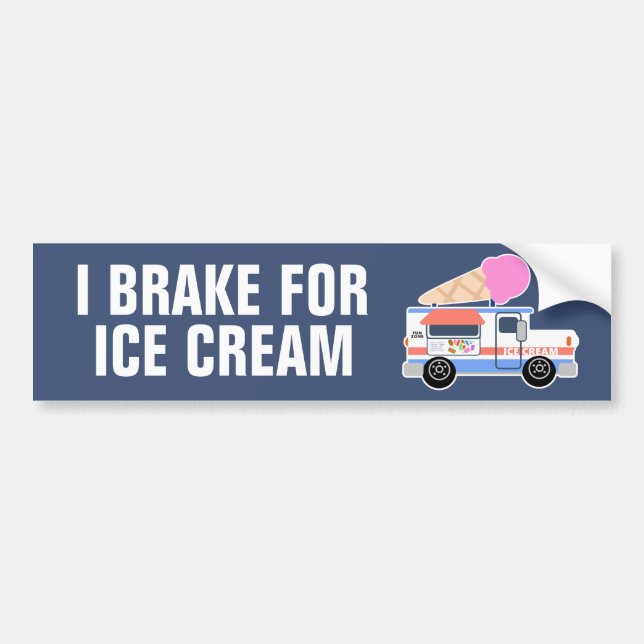 Autocollant De Voiture Je freine pour la crème glacée (Devant)
