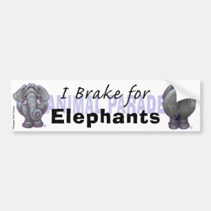Autocollant De Voiture Je freine pour les éléphants
