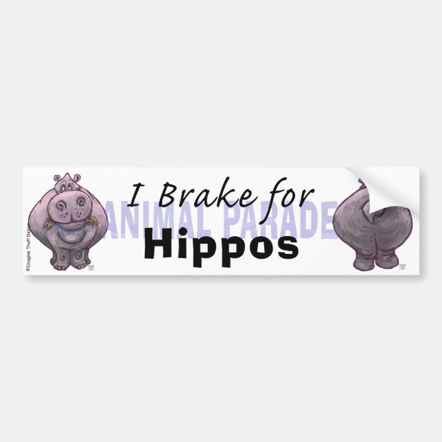 Autocollant De Voiture Je freine pour les hippopotames (Devant)