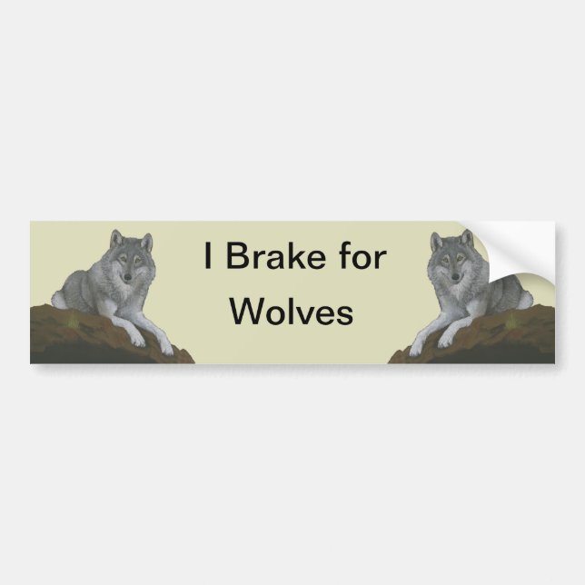 Autocollant De Voiture Je freine pour les loups (Devant)