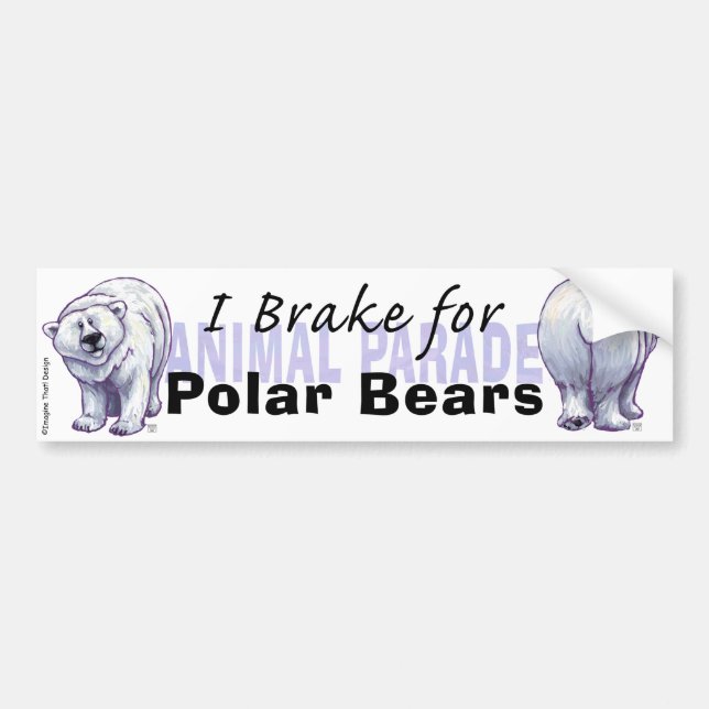 Autocollant De Voiture Je freine pour les ours polaires (Devant)
