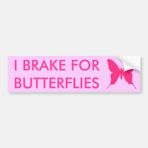 Autocollant De Voiture Je Freine pour les Papillons Roses