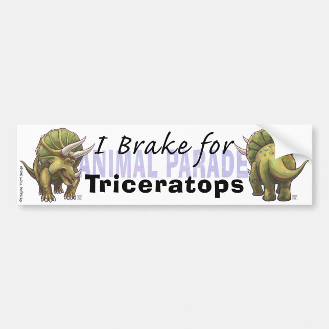 Autocollant De Voiture Je freine pour Tricératops (Devant)