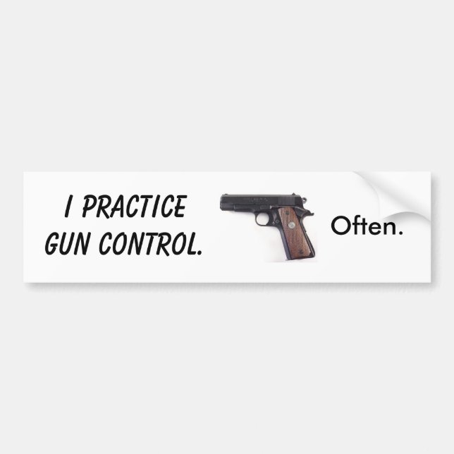 Autocollant De Voiture Je pratique le contrôle des armes. Souvent (Devant)