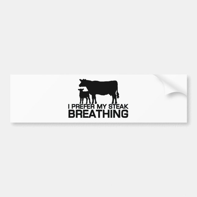 Autocollant De Voiture Je préfère respirer mon steak (Devant)