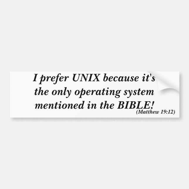 Autocollant De Voiture Je préfère UNIX (Devant)