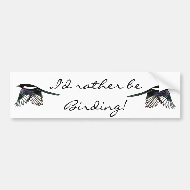 Autocollant De Voiture Je préférerais être Birding Fun Citation avec Magp (Devant)