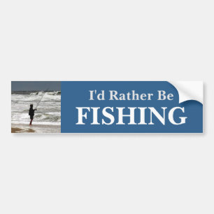 Autocollant De Voiture Je Préférerais Pêcher/Bleu