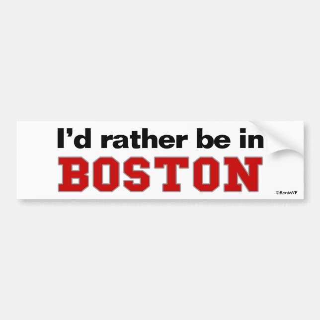 Autocollant De Voiture Je serais plutôt à Boston (Devant)