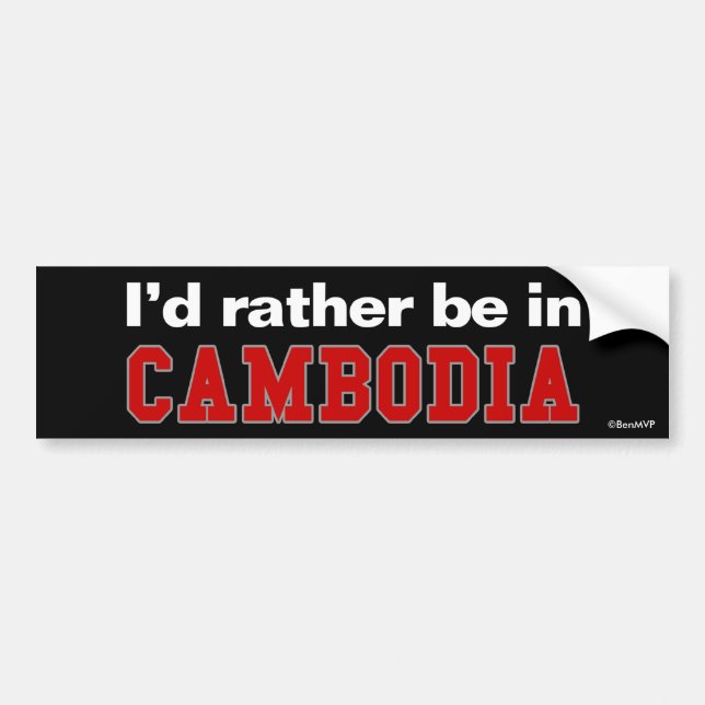 Autocollant De Voiture Je serais plutôt au Cambodge (Devant)