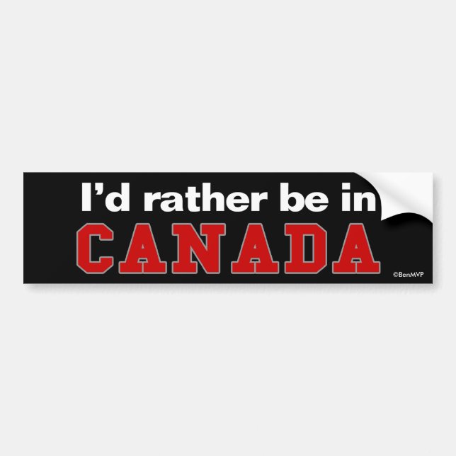 Autocollant De Voiture Je serais plutôt au Canada (Devant)